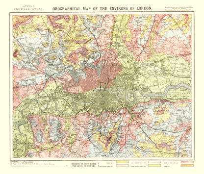 Vintage Map of London, England 1883