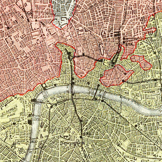 Vintage Map of London, England, 1883