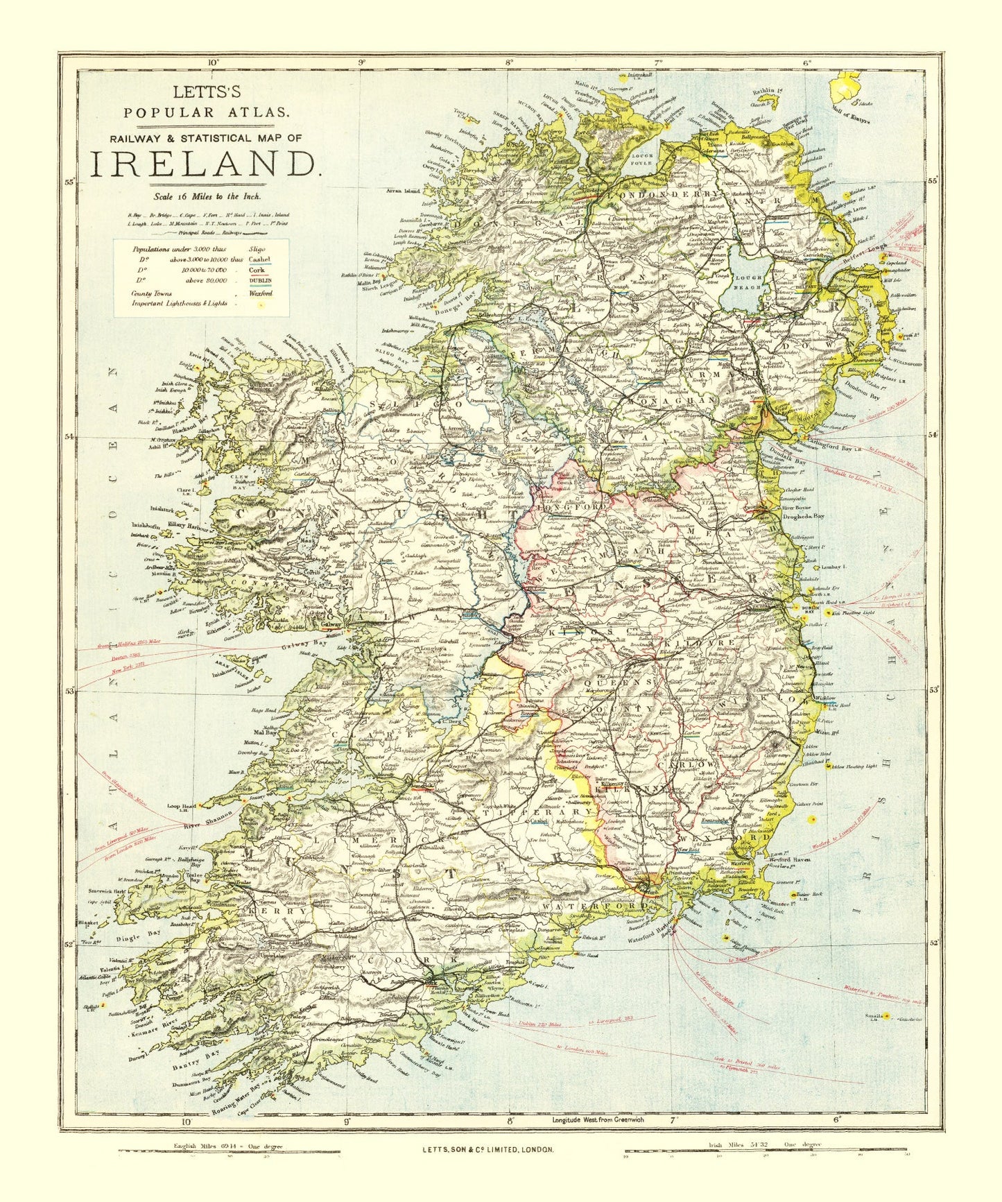 Vintage Map of Ireland, 1883