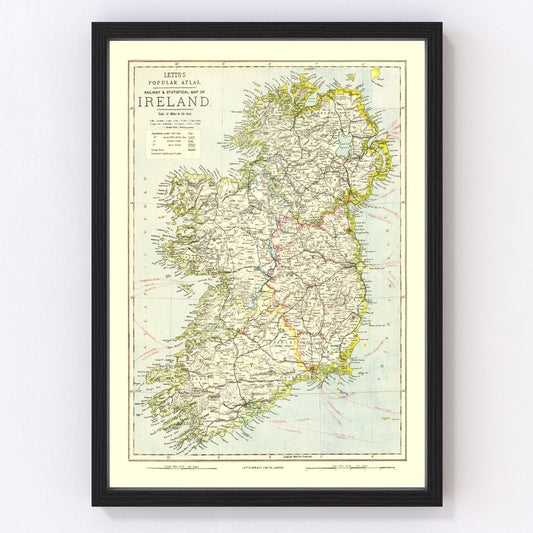 Vintage map of Ireland, 1883