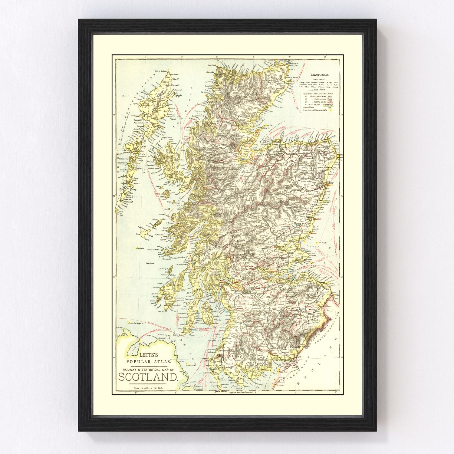 vintage map of Scotland, 1883