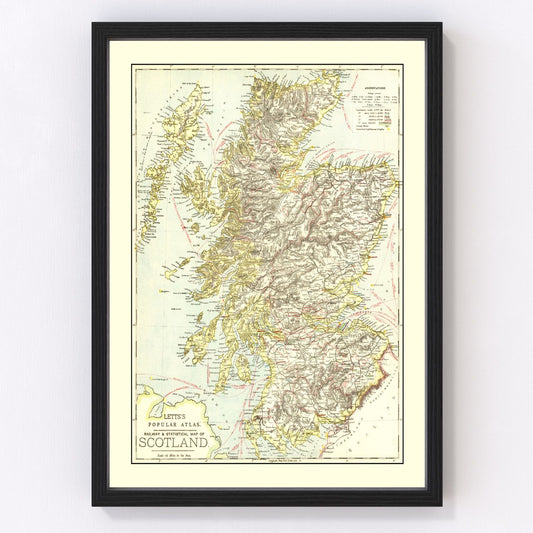 vintage map of Scotland, 1883