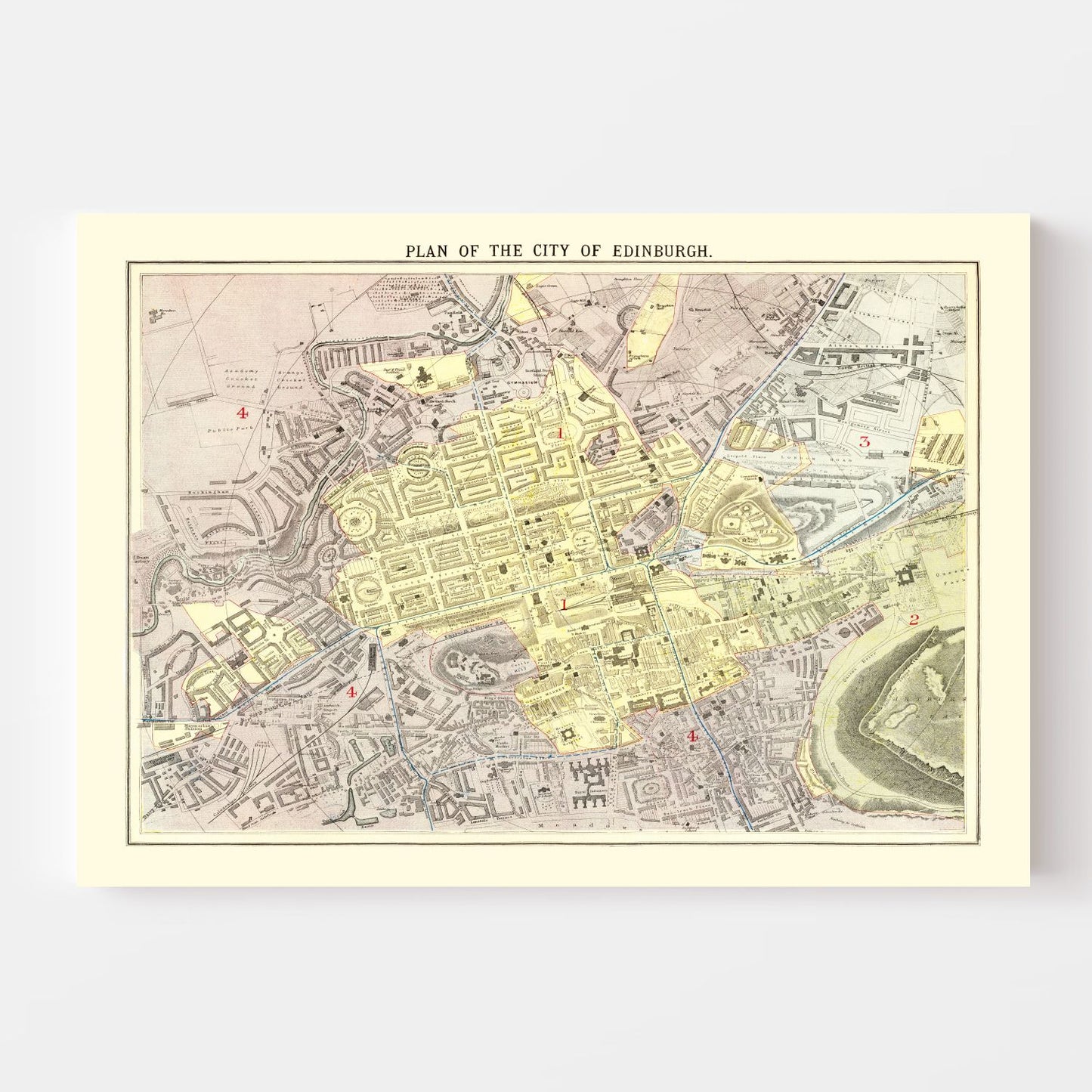 Vintage Map of Edinburgh, Scotland, 1883