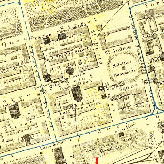 Vintage Map of Edinburgh, Scotland, 1883