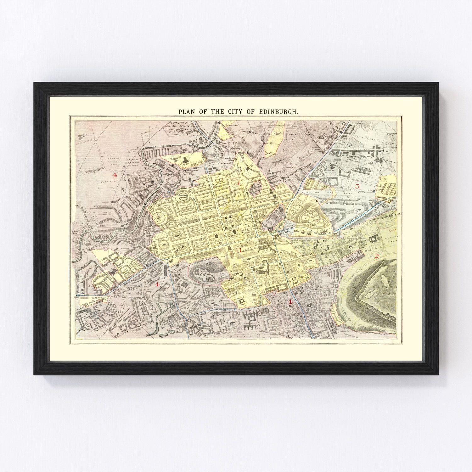 Vintage map of Edinburgh, Scotland, 1883