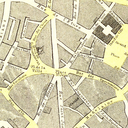 Vintage Map of Brussels, Belgium, 1883
