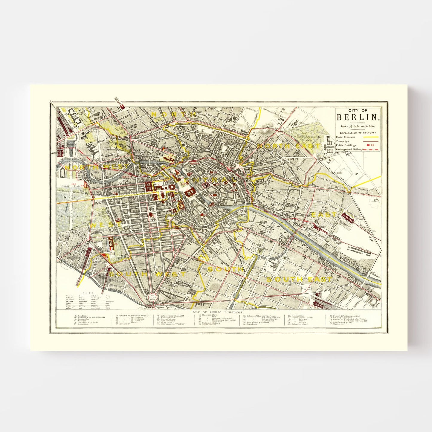 Vintage Map of Berlin, Germany, 1883