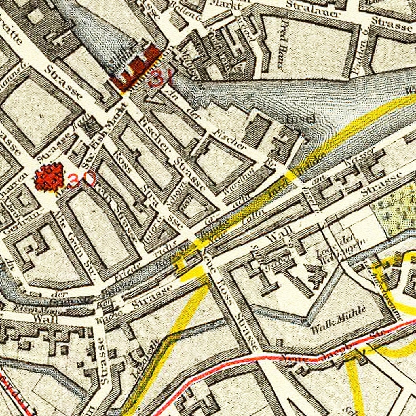 Vintage Map of Berlin, Germany, 1883