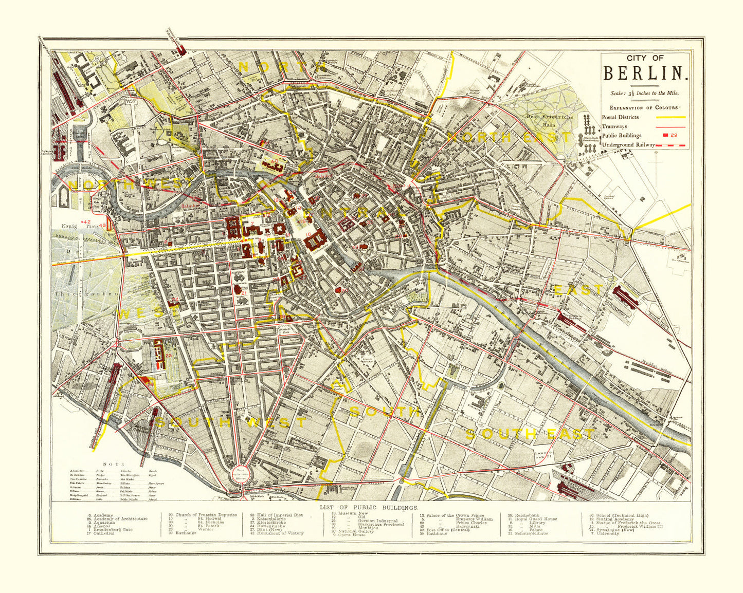 Vintage Map of Berlin, Germany, 1883
