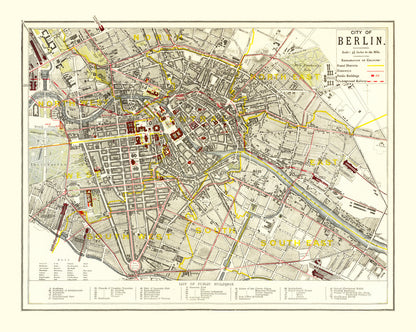 Vintage Map of Berlin, Germany, 1883