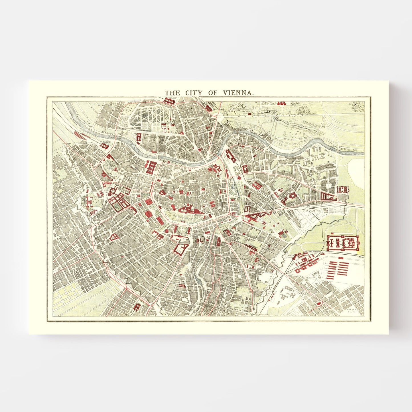 Vintage Map of Vienna, Austria, 1883