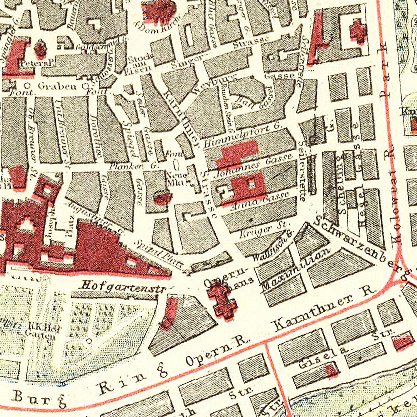 Vintage Map of Vienna, Austria, 1883