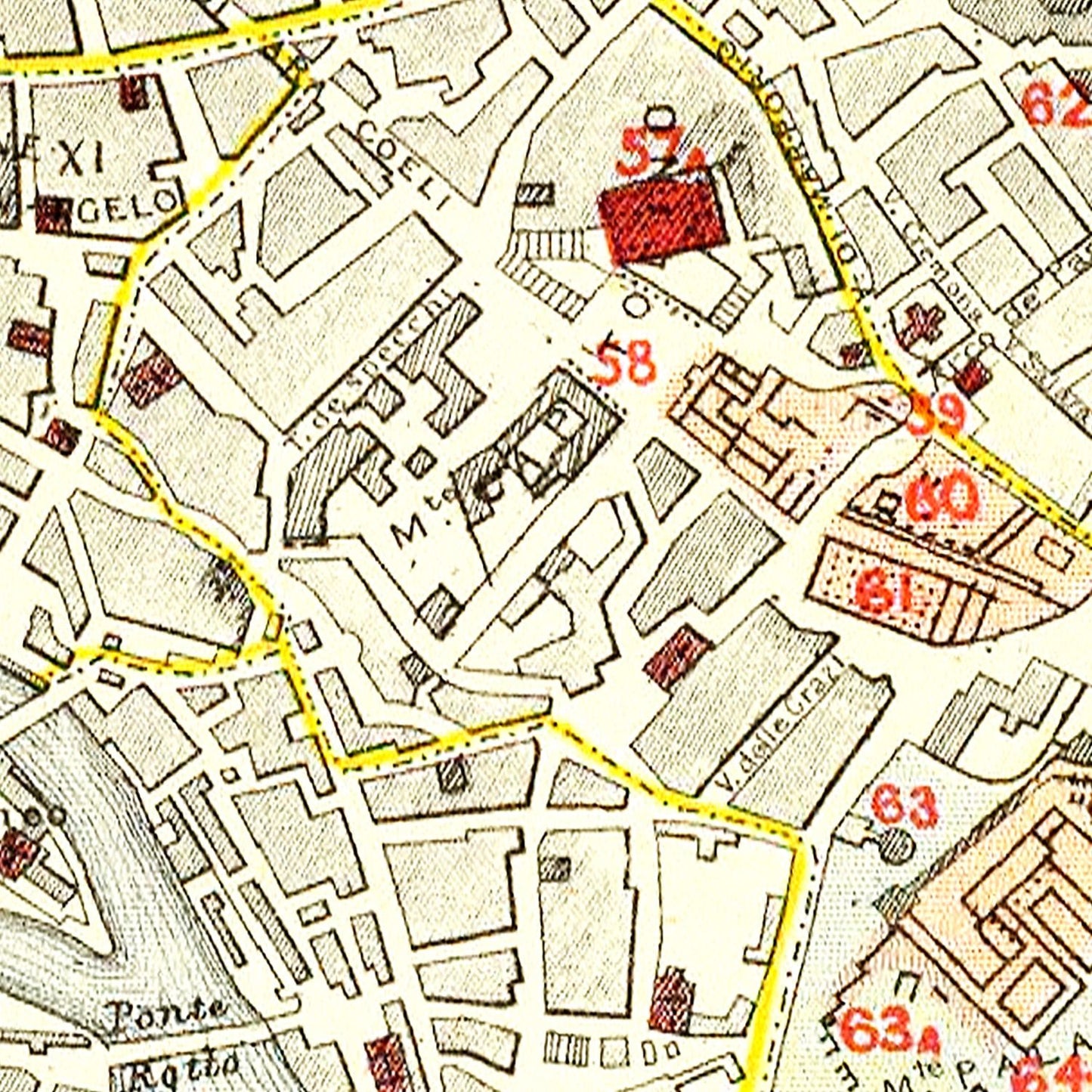 Vintage Map of Rome, Italy, 1883