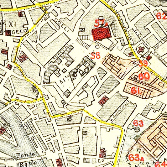 Vintage Map of Rome, Italy, 1883