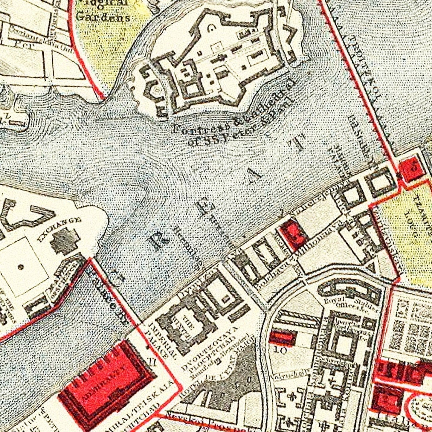 Vintage Map of Saint Petersburg, Russia, 1883