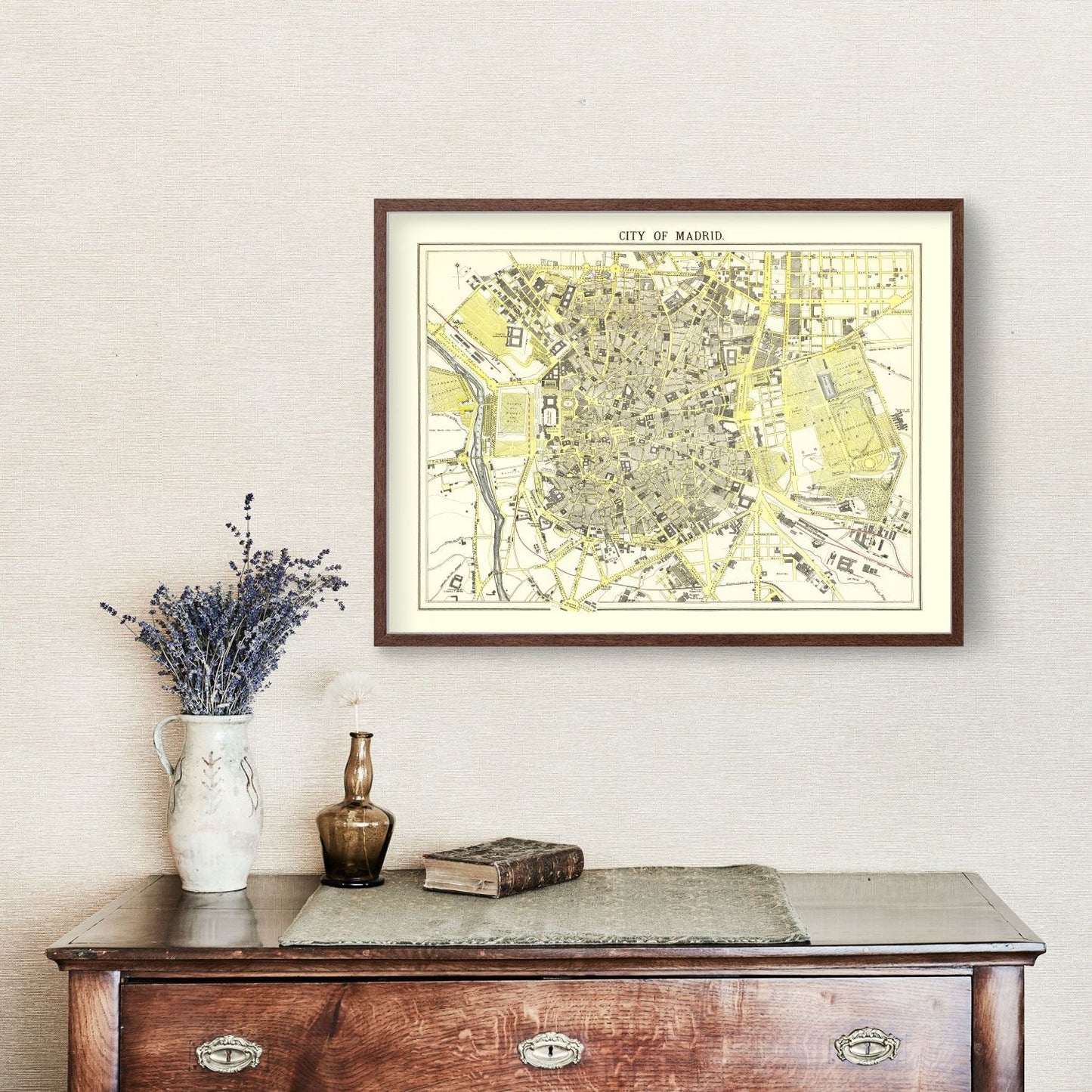 Vintage Map of Madrid, Spain, 1883