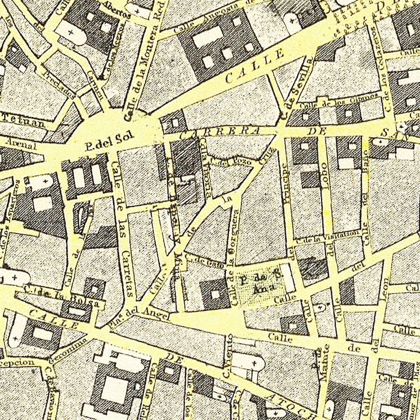 Vintage Map of Madrid, Spain, 1883