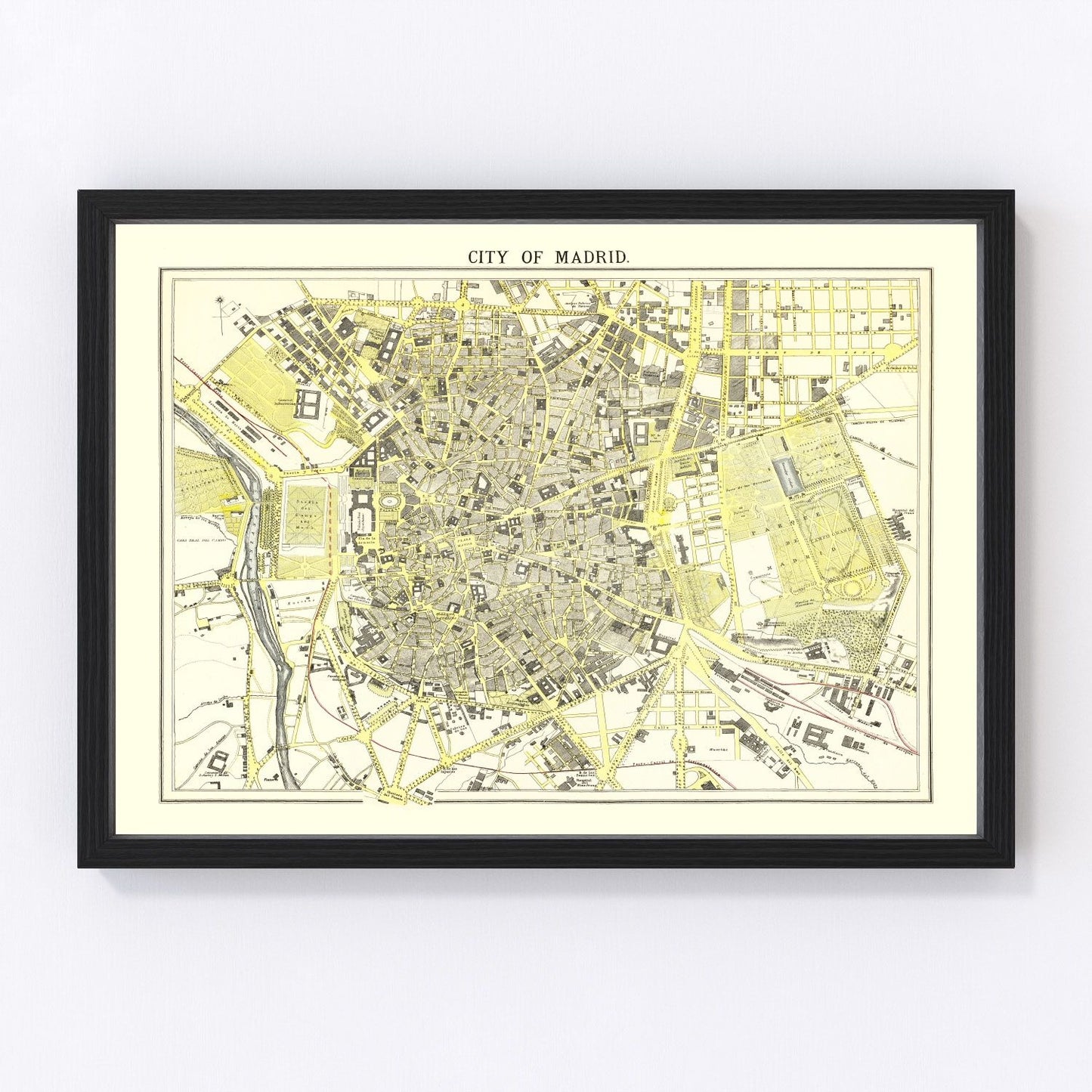 Vintage map of Madrid, Spain, 1883