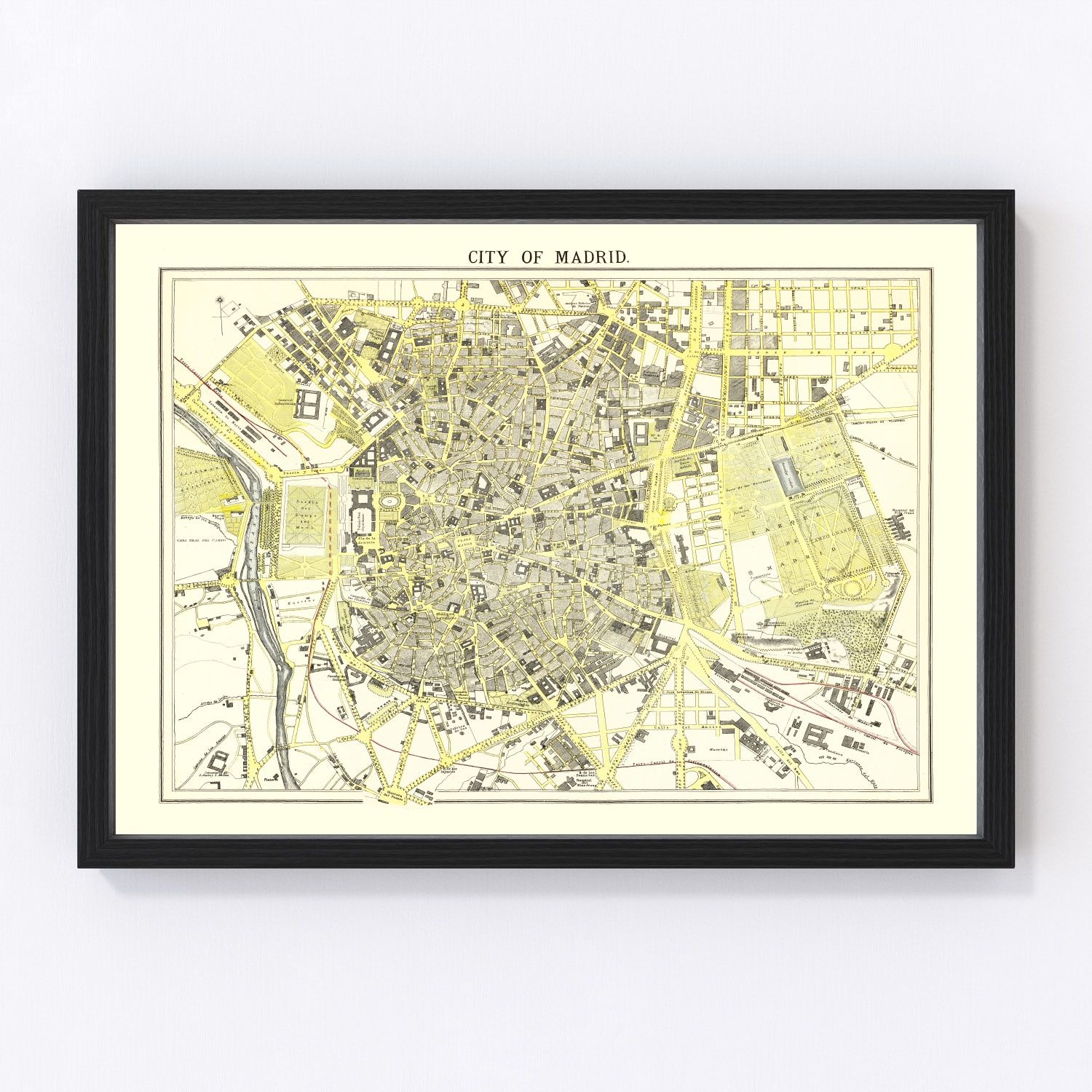 Vintage map of Madrid, Spain, 1883