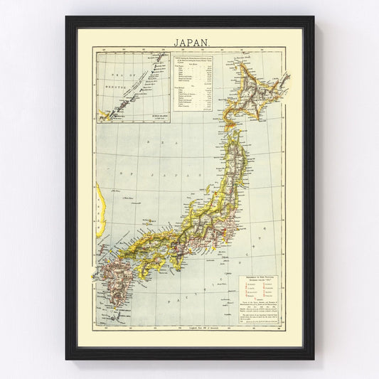 Vintage map of Japan, 1883