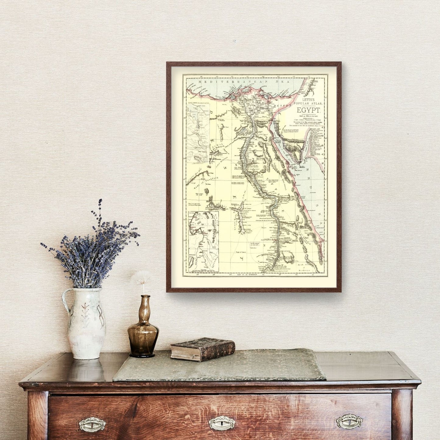 Vintage Map of Egypt, 1883