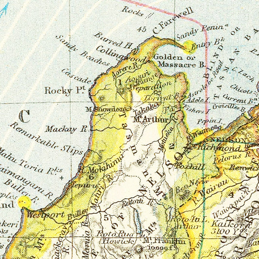 Vintage Map of New Zealand, 1883