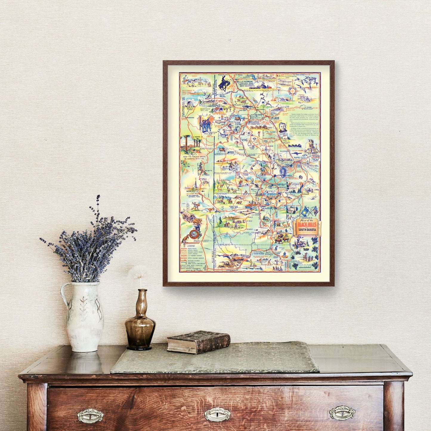 Vintage Map of the Black Hills, South Dakota, 1940