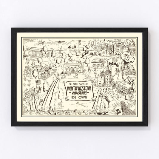 vintage map of Northwestern University, Evanston, Illinois, 1940