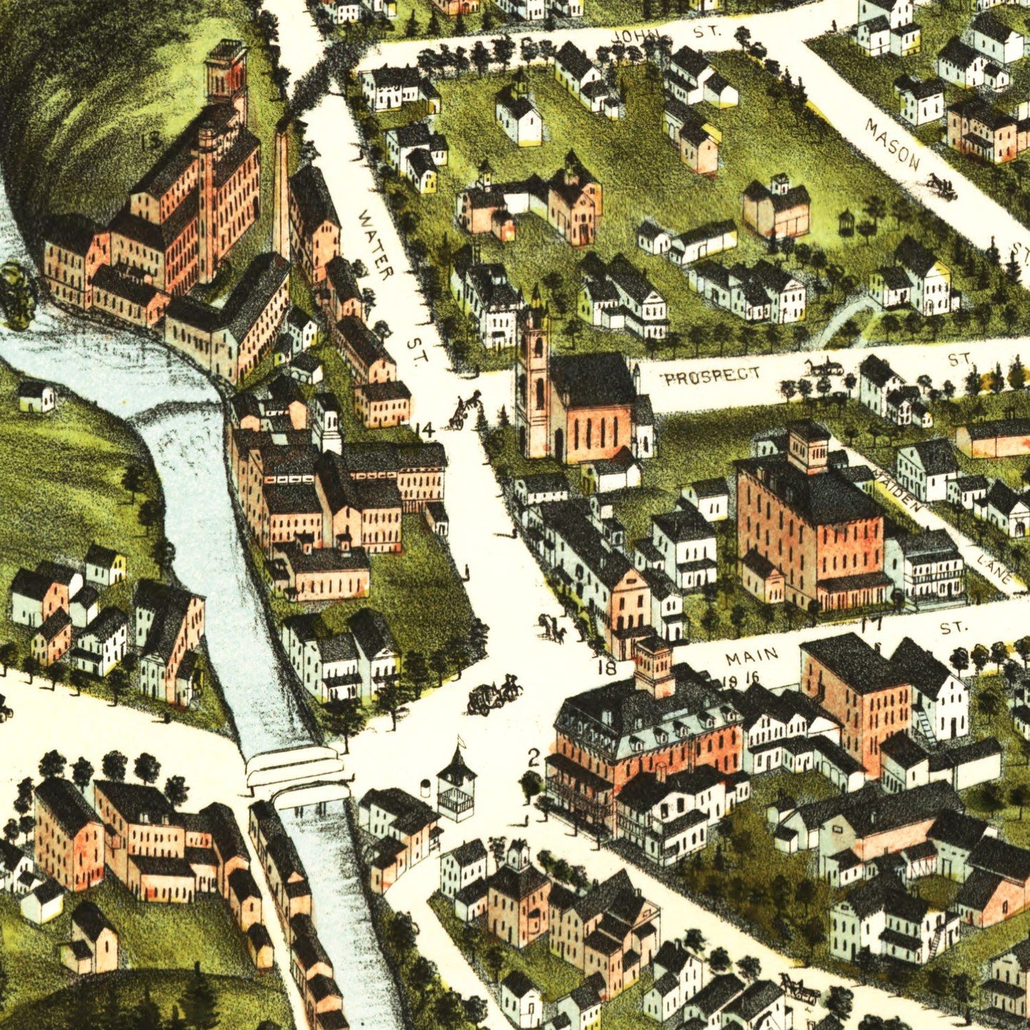 Vintage Map of Wolcottville, Connecticut, 1875