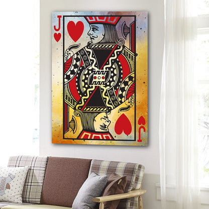 Jack Of Hearts Vintage Canvas Wall Art, Poker Decor