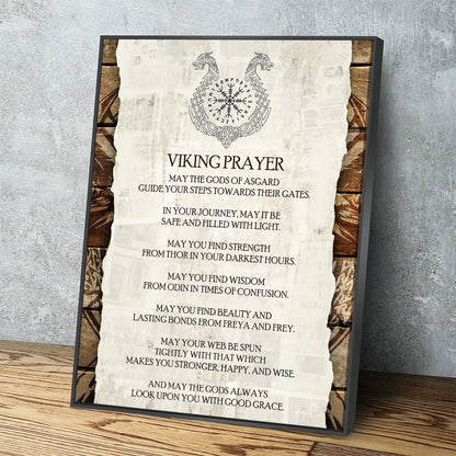 Viking Prayer Nordic canvas wall art print for den or game room decor