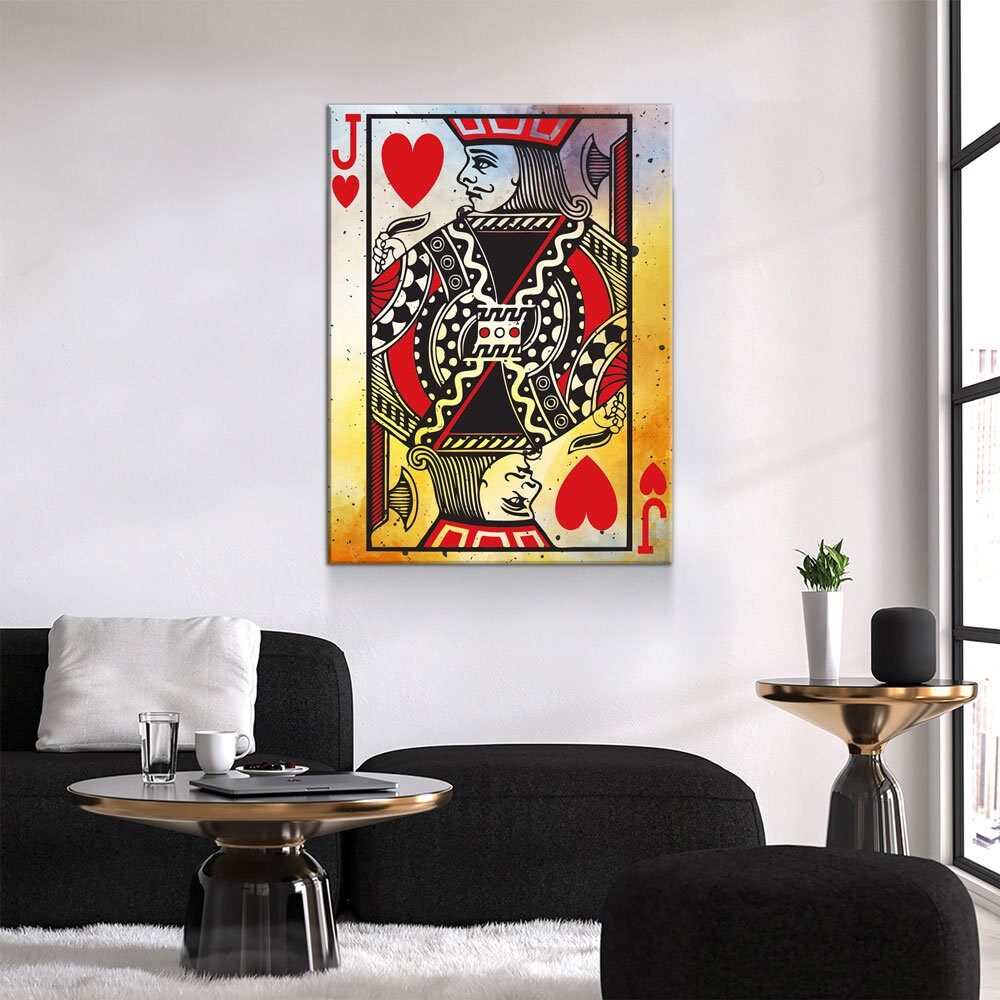 Jack Of Hearts Vintage Canvas Wall Art, Poker Decor
