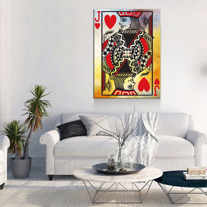 Jack Of Hearts Vintage Canvas Wall Art, Poker Decor