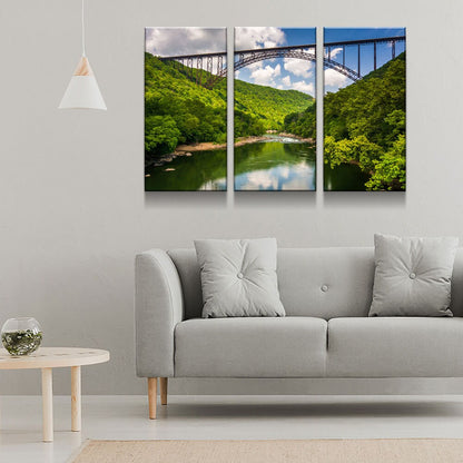 New River Gorge Bridge WV Skyline 3-Piece Canvas Wall Art