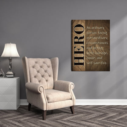 Hero courage honor self sacrifice inspirational canvas art