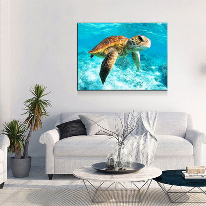 Underwater Sea Turtle Canvas Wall Art, Ocean Decor