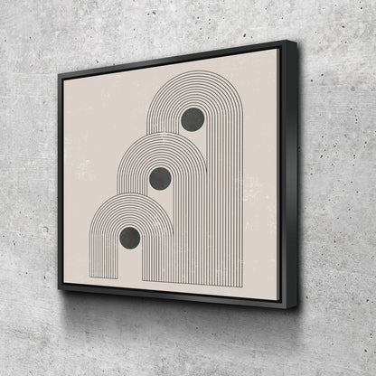 Mid century abstract geometric canvas wall art in a modern living room