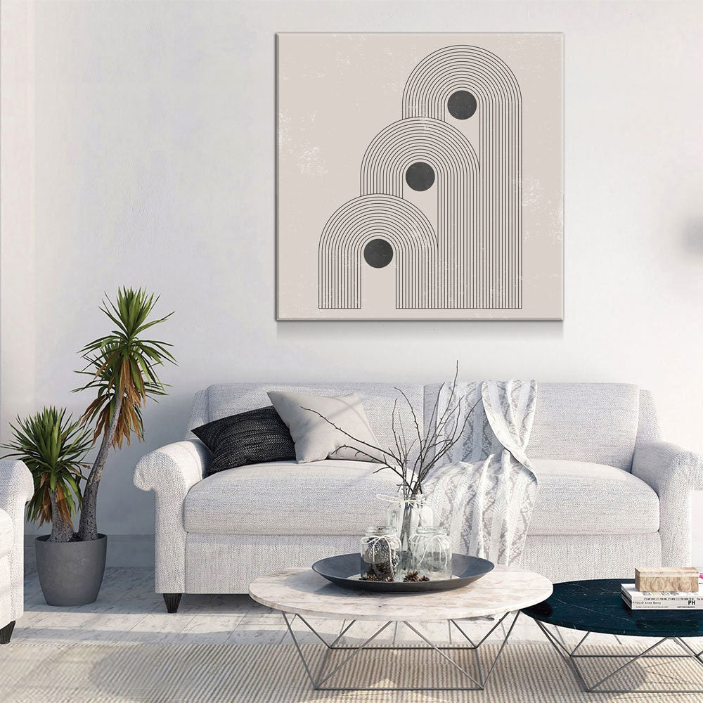 Mid Century Abstract Canvas Wall Art, Geometric Modern Decor