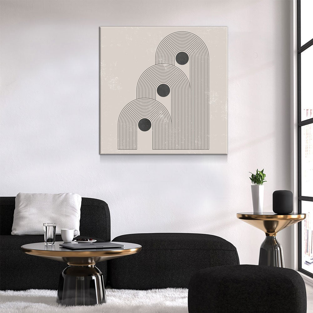 Mid Century Abstract Canvas Wall Art, Geometric Modern Decor