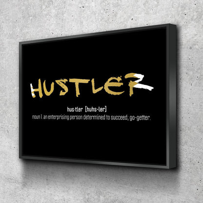 Hustler Definition motivational canvas wall art for office decor