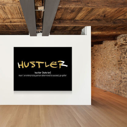 Hustler Definition Canvas Wall Art, Motivational Print