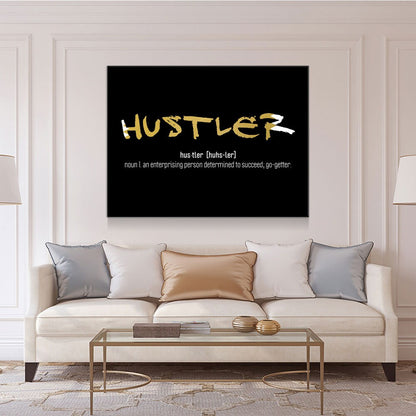 Hustler Definition Canvas Wall Art, Motivational Print