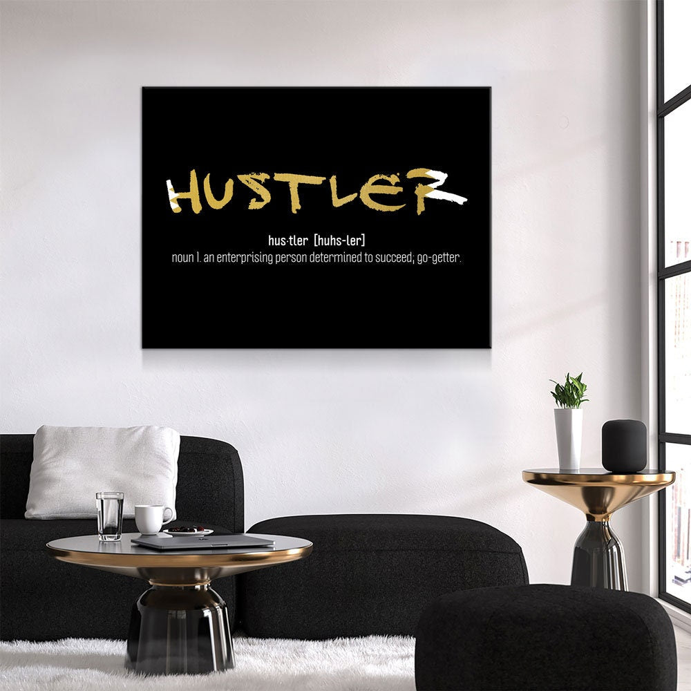 Hustler Definition Canvas Wall Art, Motivational Print