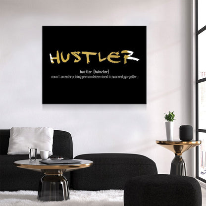 Hustler Definition Canvas Wall Art, Motivational Print