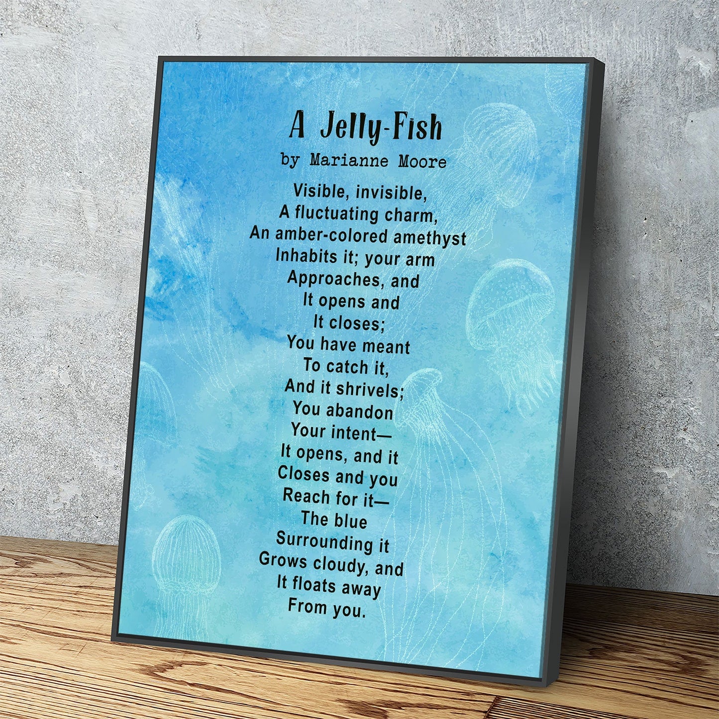 A Jelly-Fish poem by Marianne Moore canvas print for reading nook wall