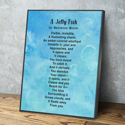 A Jelly-Fish poem by Marianne Moore canvas print for reading nook wall