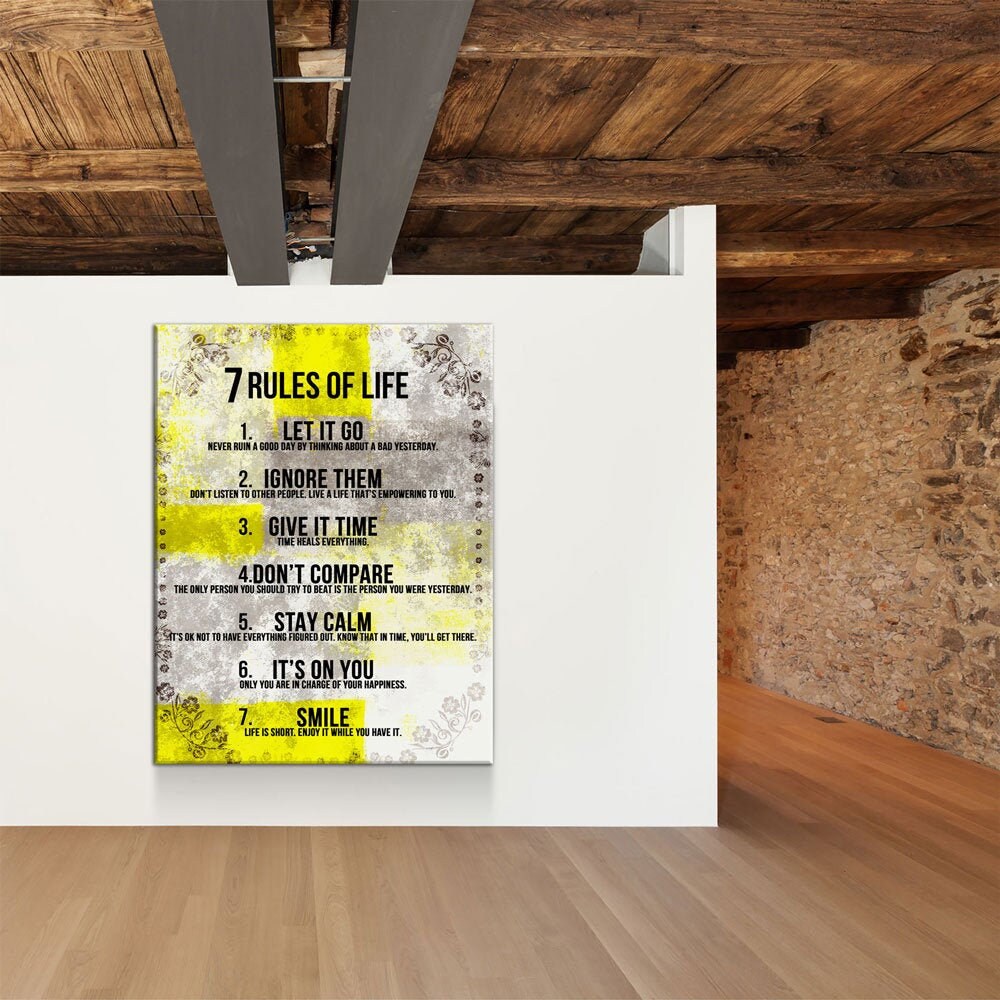 7 Rules Of Life Motivational Canvas Art