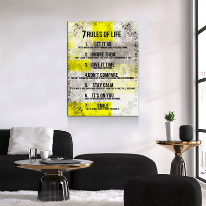 7 Rules Of Life Motivational Canvas Art