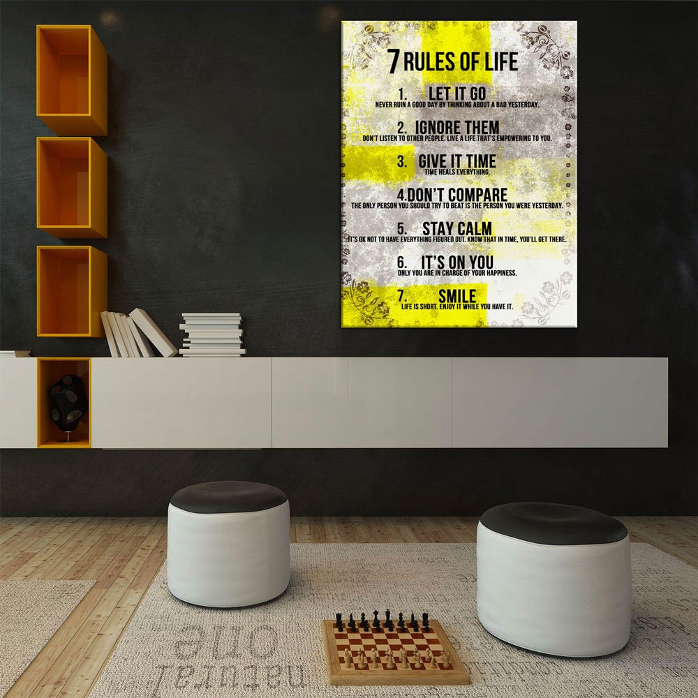 7 Rules Of Life Motivational Canvas Art