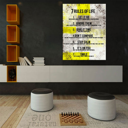7 Rules Of Life Motivational Canvas Art